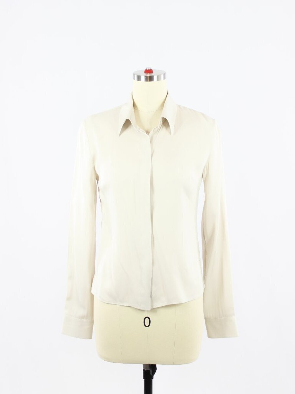 Aritzia BABATON Connery Ivory Stretch Silk Button Up Slip Fit Shirt, Size XS